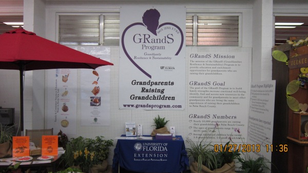 The GRandS Program was featured at the South Florida Fair from January 18 to February 3, 2013 in the Palm Beach County Cooperative Extension Service Building #4 on the fair grounds.  We want to thank all the grandparents who stopped by and spoke with us.